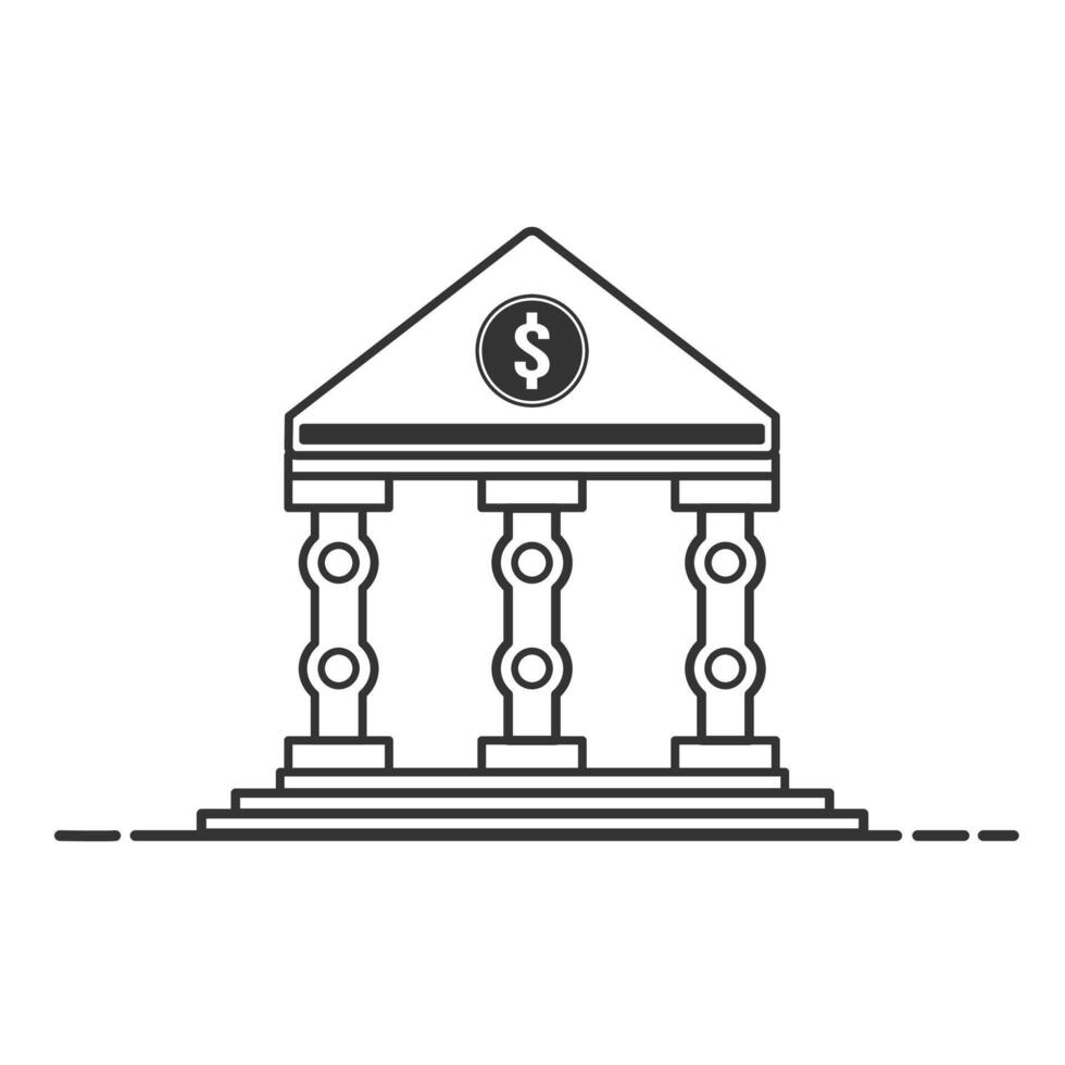 Simple bank icon designed with black outline stroke. Premium quality banking symbol. Element sign for mobile apps and websites. Business or finance icon concept. vector