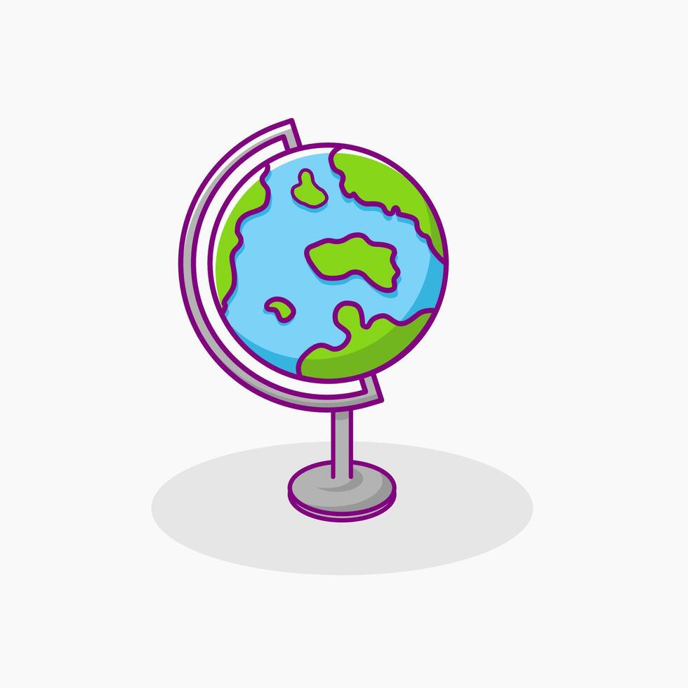 Globe illustration icon designed in flat cartoon style. Globe doodle. Earth Model. vector