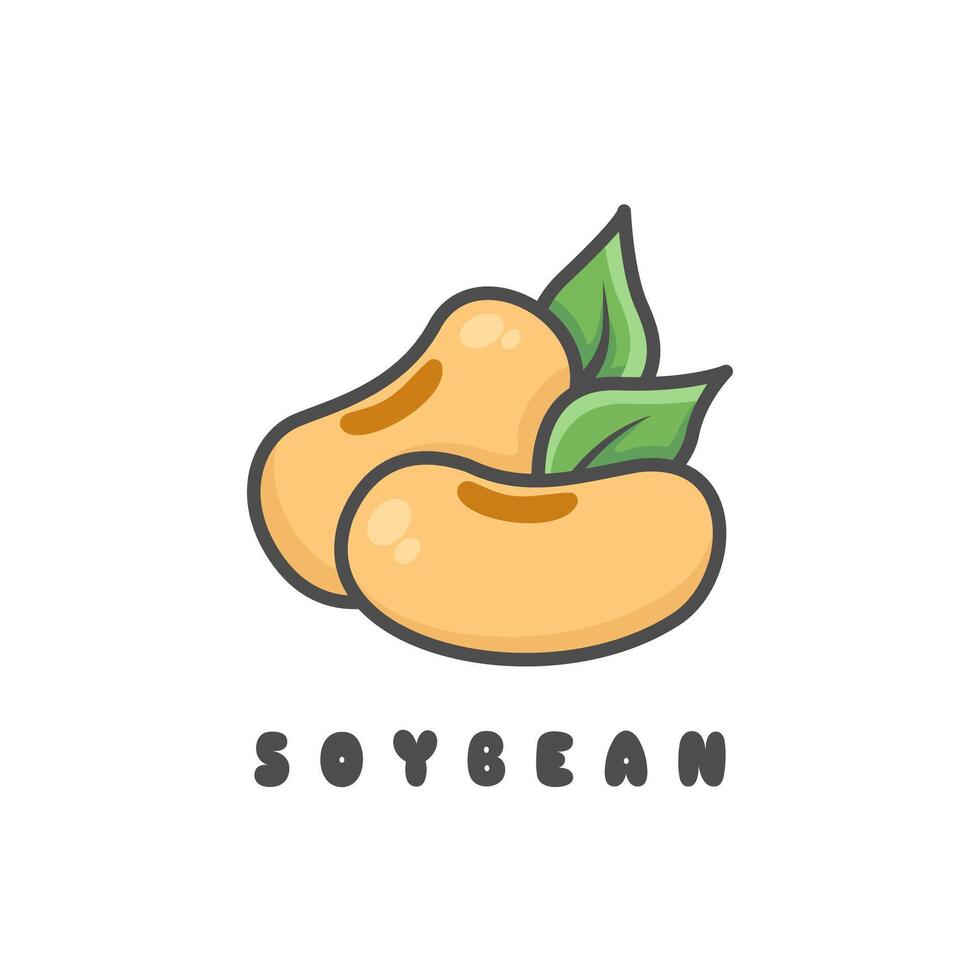 Soybean logo design. Soybean and leaf illustration isolated on white background. Glycine max. vector
