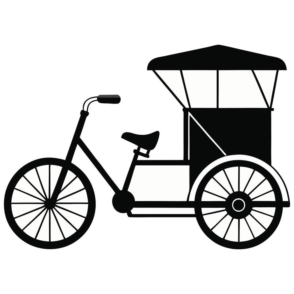 Rickshaw becak bandung west Tricycle vehicle Isolated on white background vector