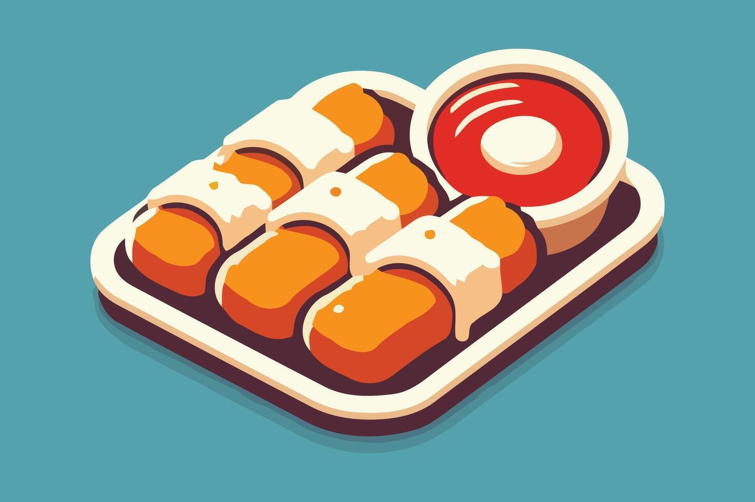 Food Sticks on a Tray With Sausage Illustration. vector