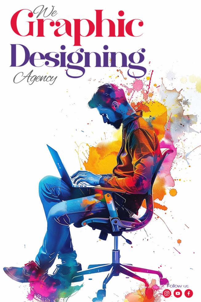 Water color photo and graphics designing agency social media post template psd