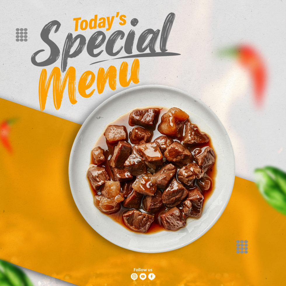 Social media post template with restaurant special menu concept psd