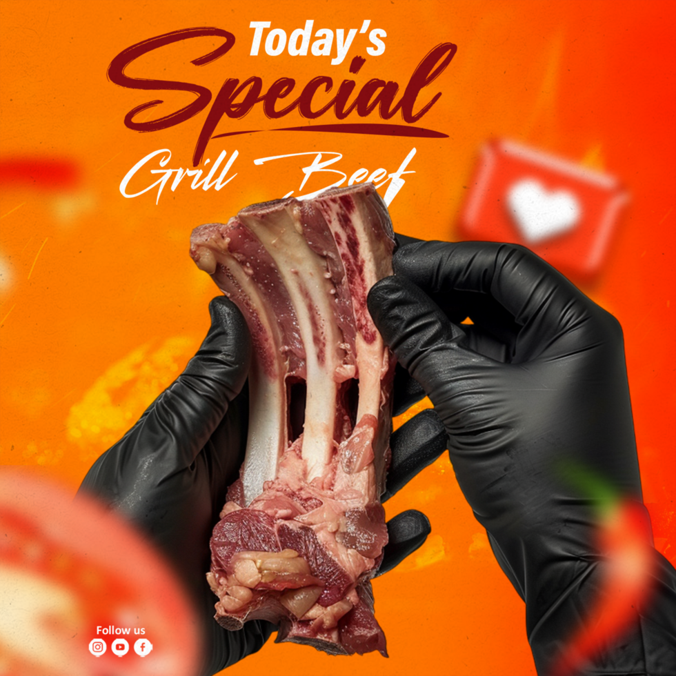 Today Special Grill Beef social media post template psd