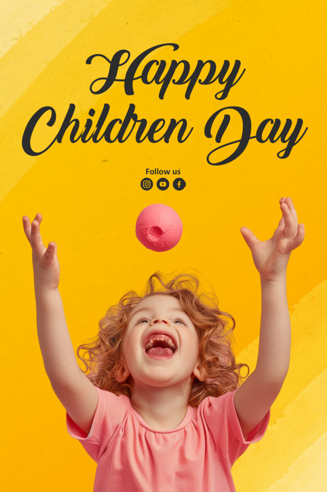 A poster for happy children's day with a boy on a background psd