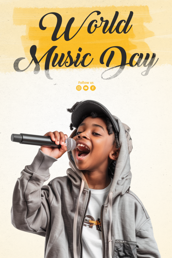 happy world music day and flyer design editable file psd