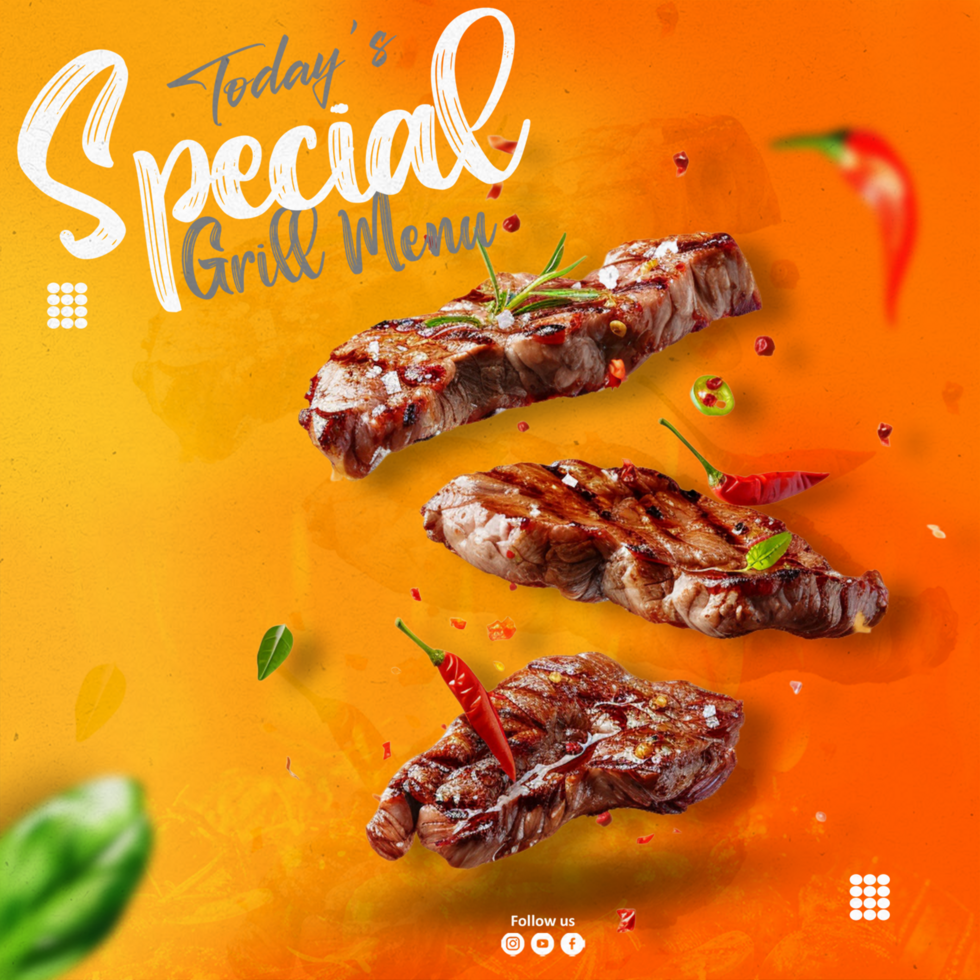 Special grilled menu social media post banner template psd