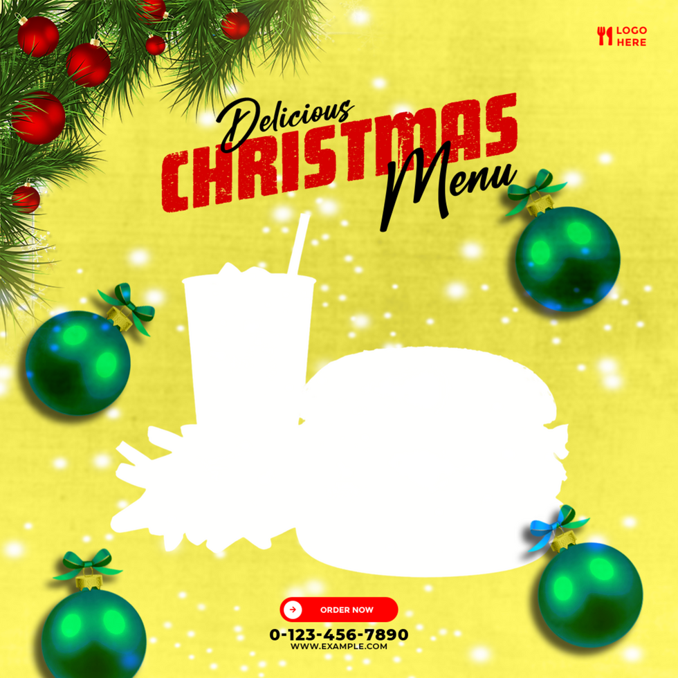 Delicious Christmas Menu Offer Design for Social Media psd