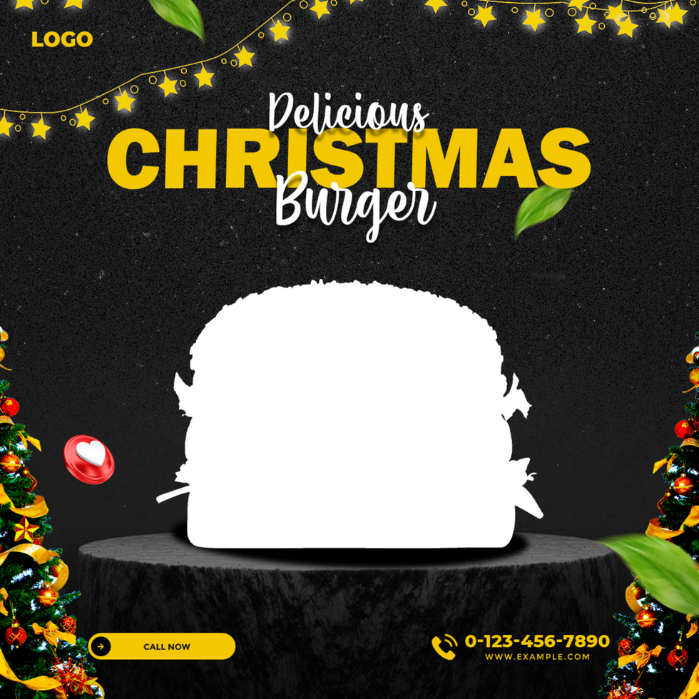 Delicious Christmas Burger Offer for Social Media in Square Size psd