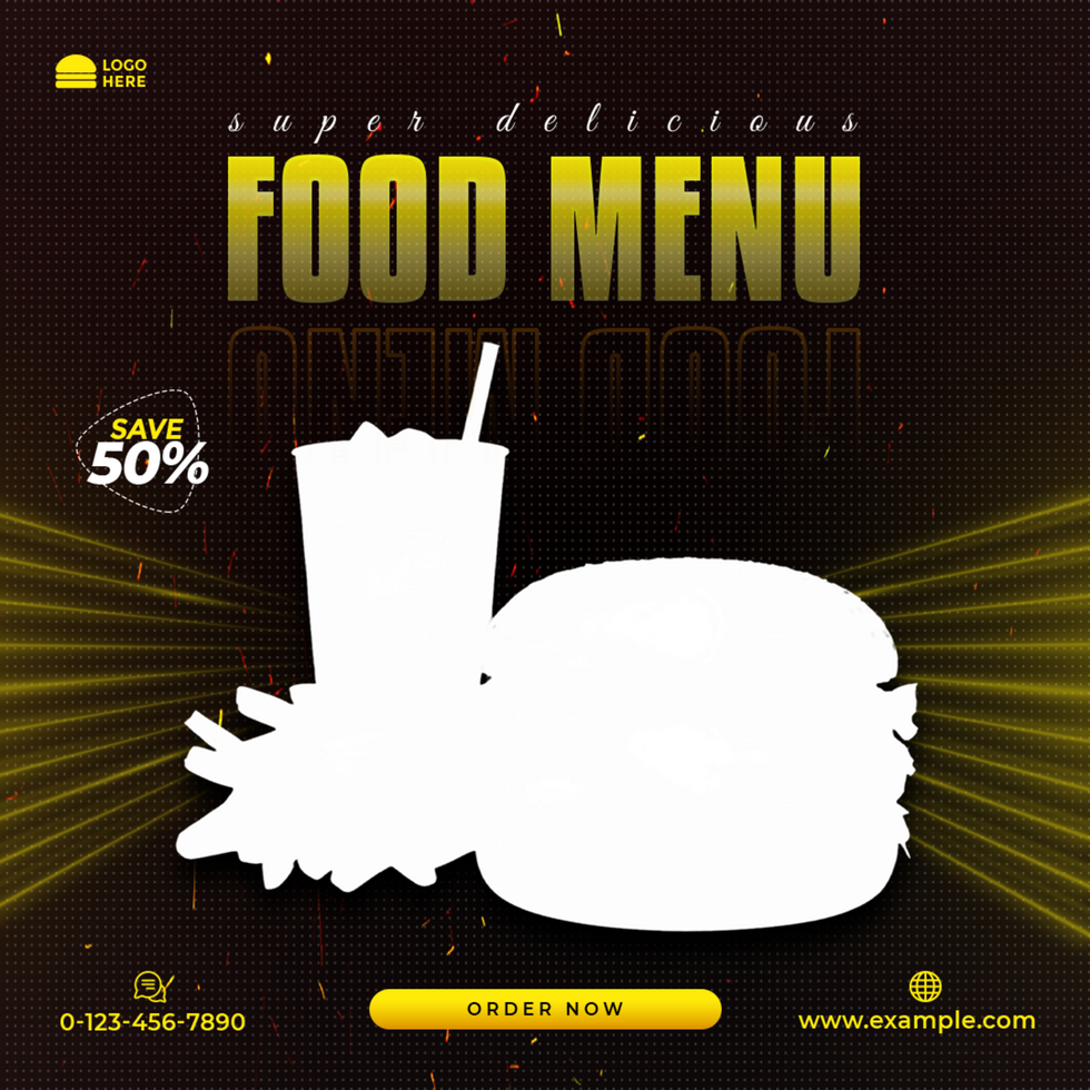 Super Delicious Food Menu Banner Ad Design psd