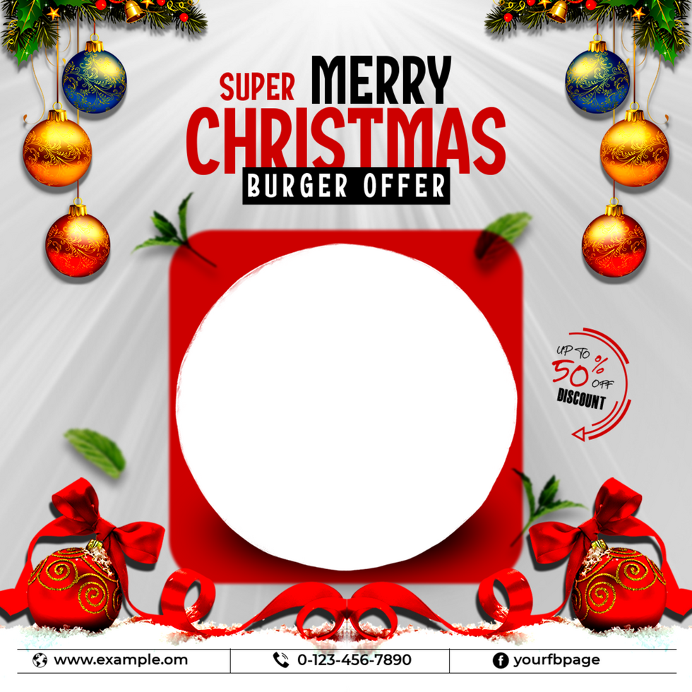 Christmas Burger Offer Banner Design Template for Social Media psd