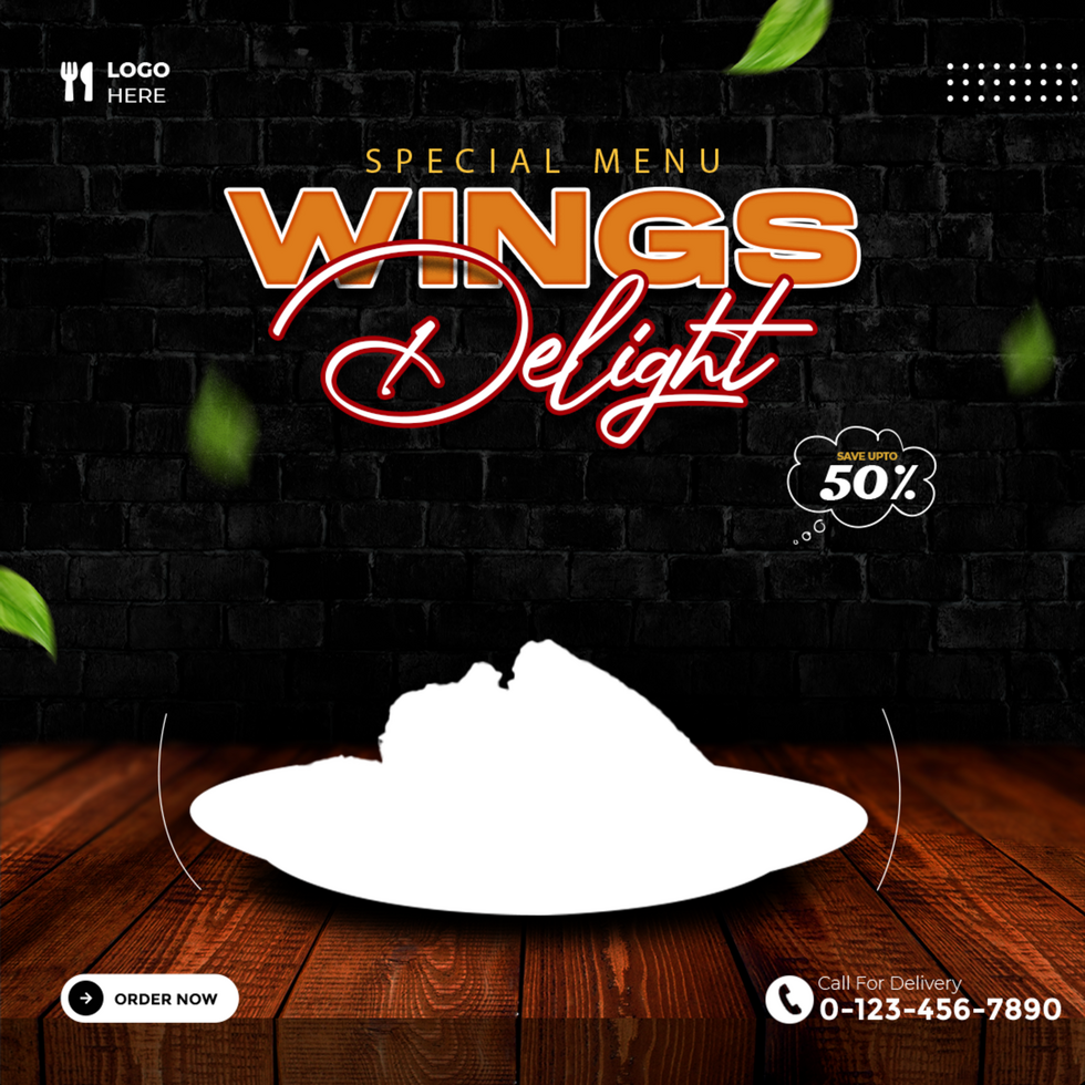 Special Menu Wings Social Media Poster Design Template psd
