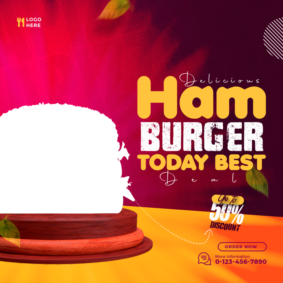 Delicious Hamburger Food Menu Poster Design Template psd