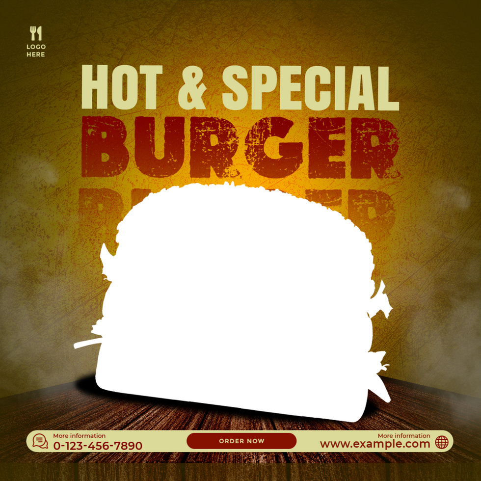 Hot and Special Burger Design Template for Social Media psd