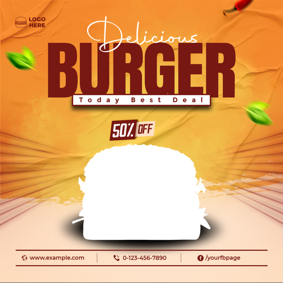 Delicious Burger Menu Social Media Banner Template psd