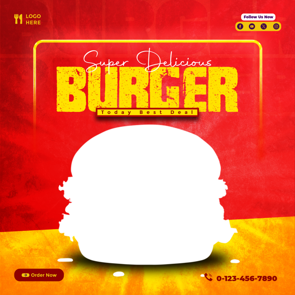 Super Delicious Burger Food Menu Banner Template Design psd