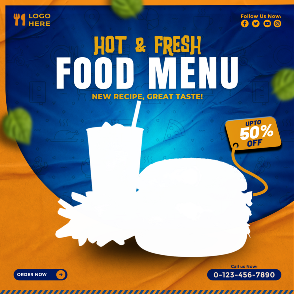 Hot and Fresh Food Menu Banner Template Ad Design psd
