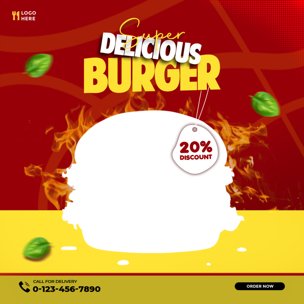 Super Delicious Burger Food Menu Banner Template Design psd