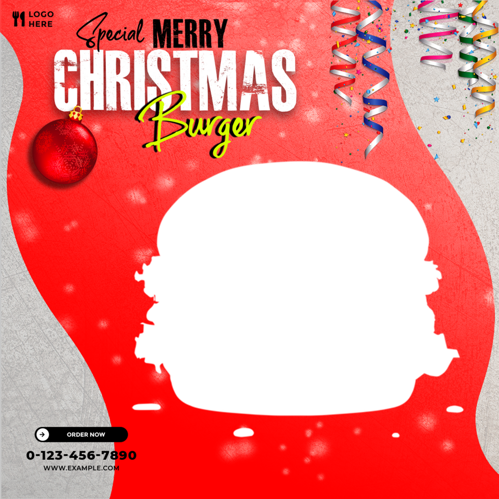 Christmas Burger Offer in Square Size for Social Media psd