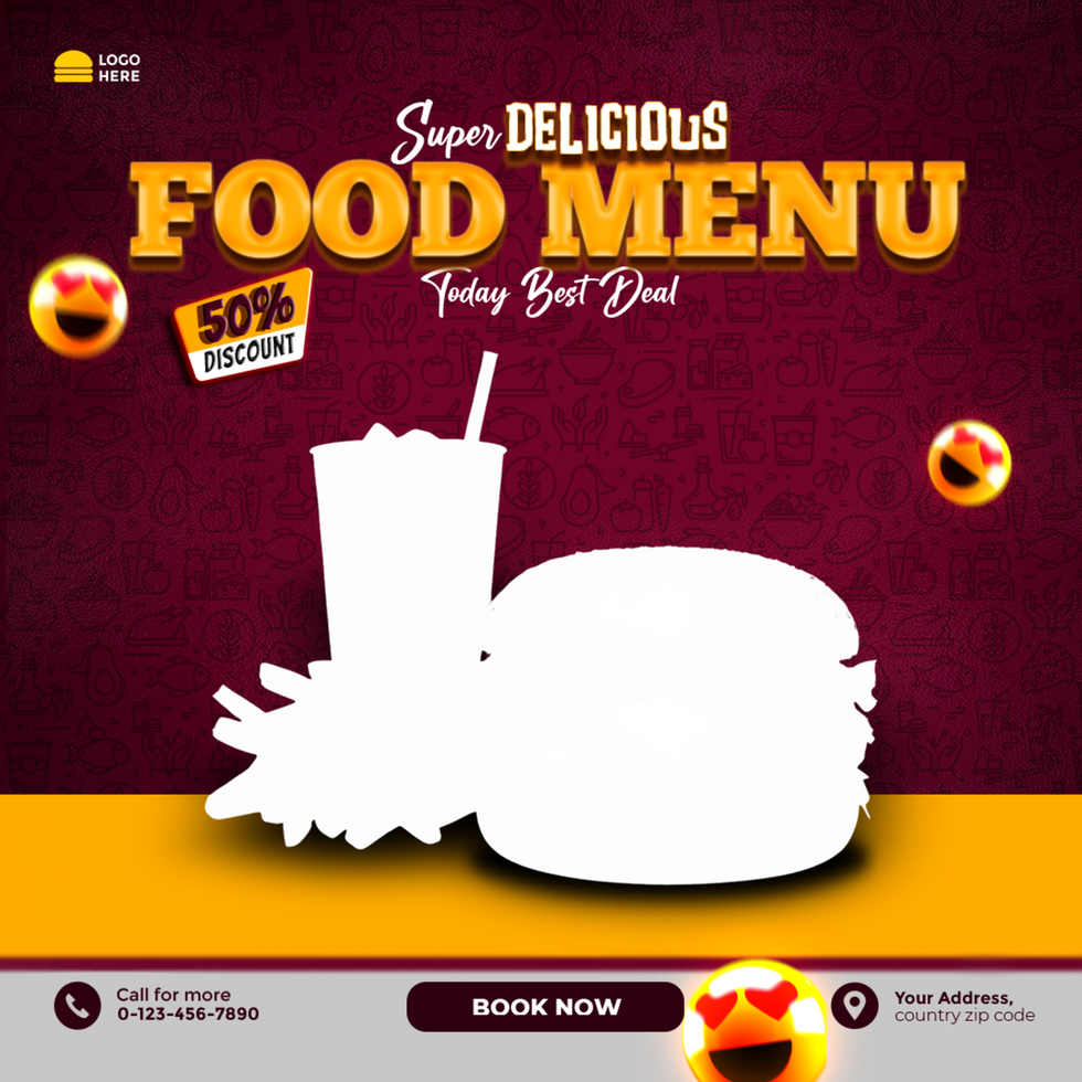 Super Delicious Food Menu Social Media Banner Design Template psd