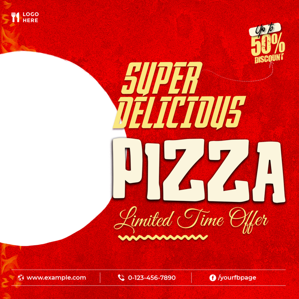 Super Delicious Pizza Banner Design Template in Square for Social Media psd