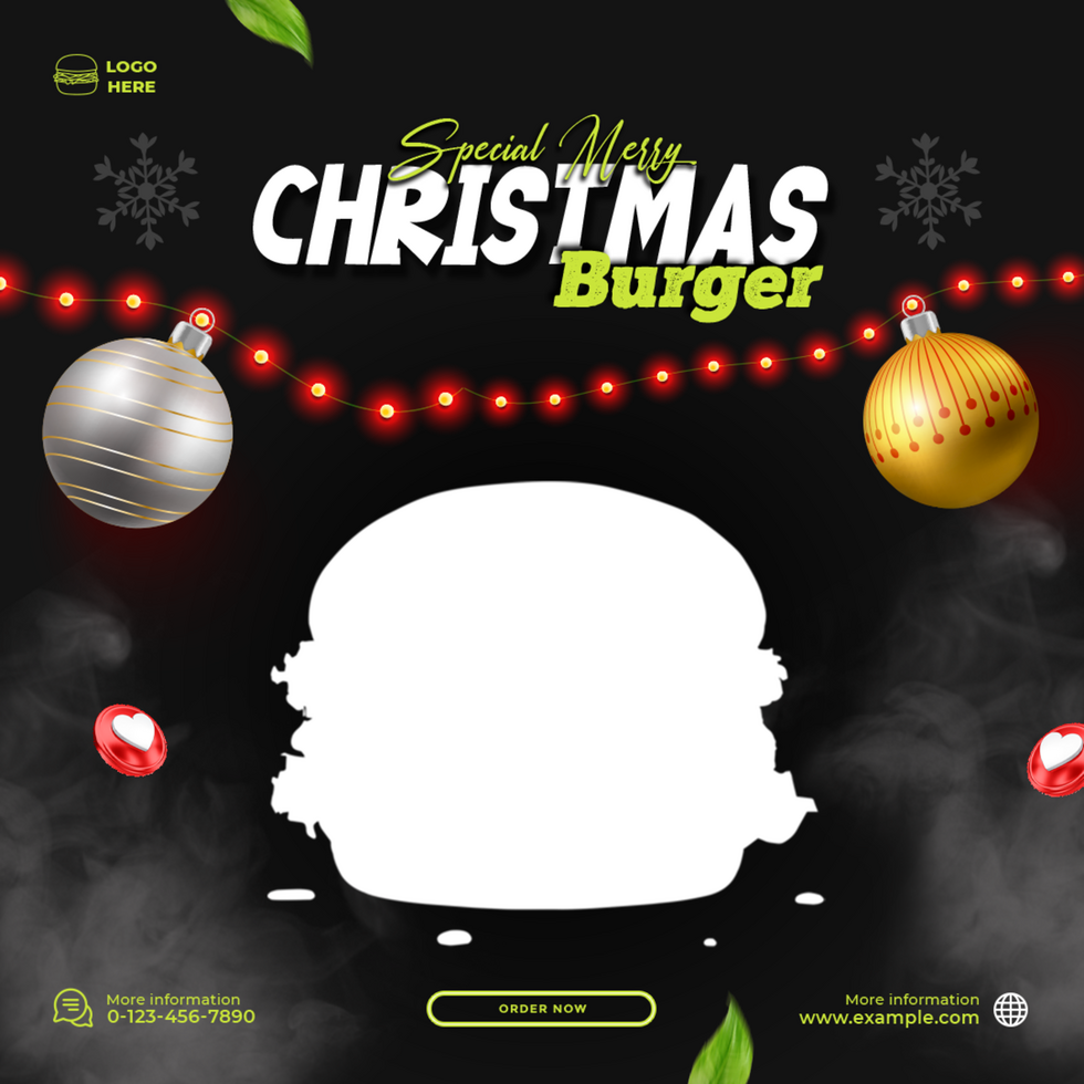 Burger Offer for Christmas in Square Size for Social Media psd