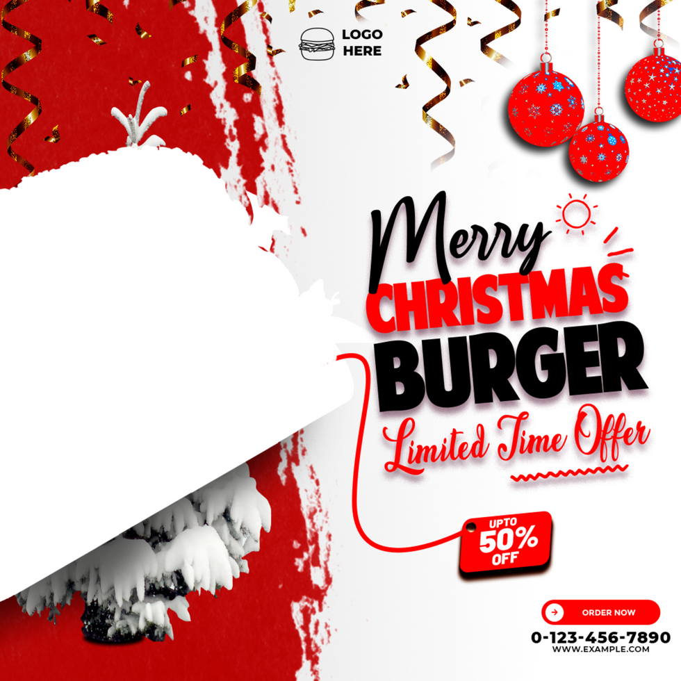 Merry Christmas Burger Food Menu Offer for Social Media psd