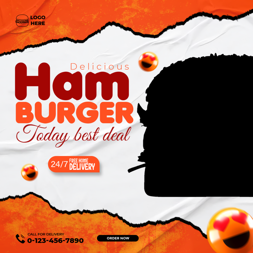 Delicious Hamburger Food Menu Banner Design Template for Social Media psd