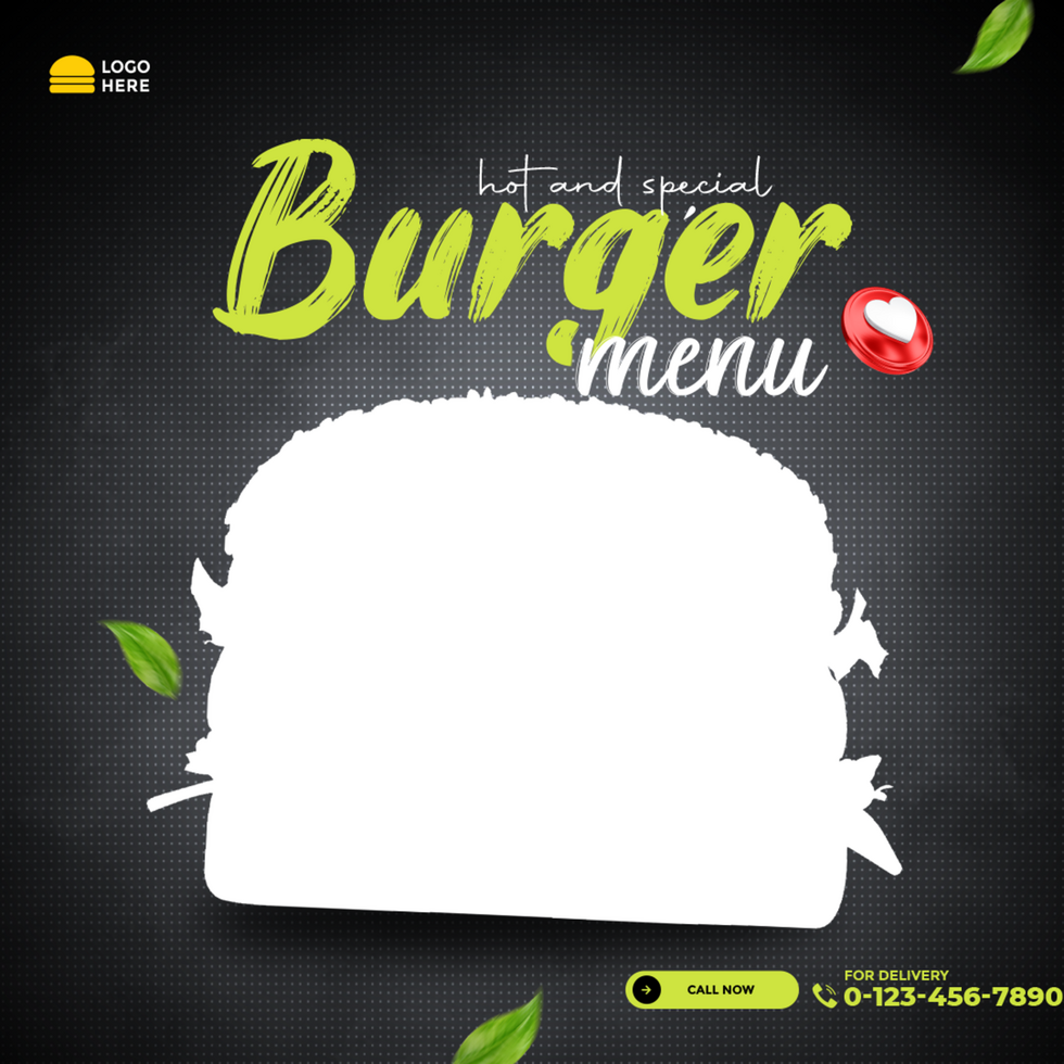 Hot and Special Burger Menu Banner Design Template for Social Media psd