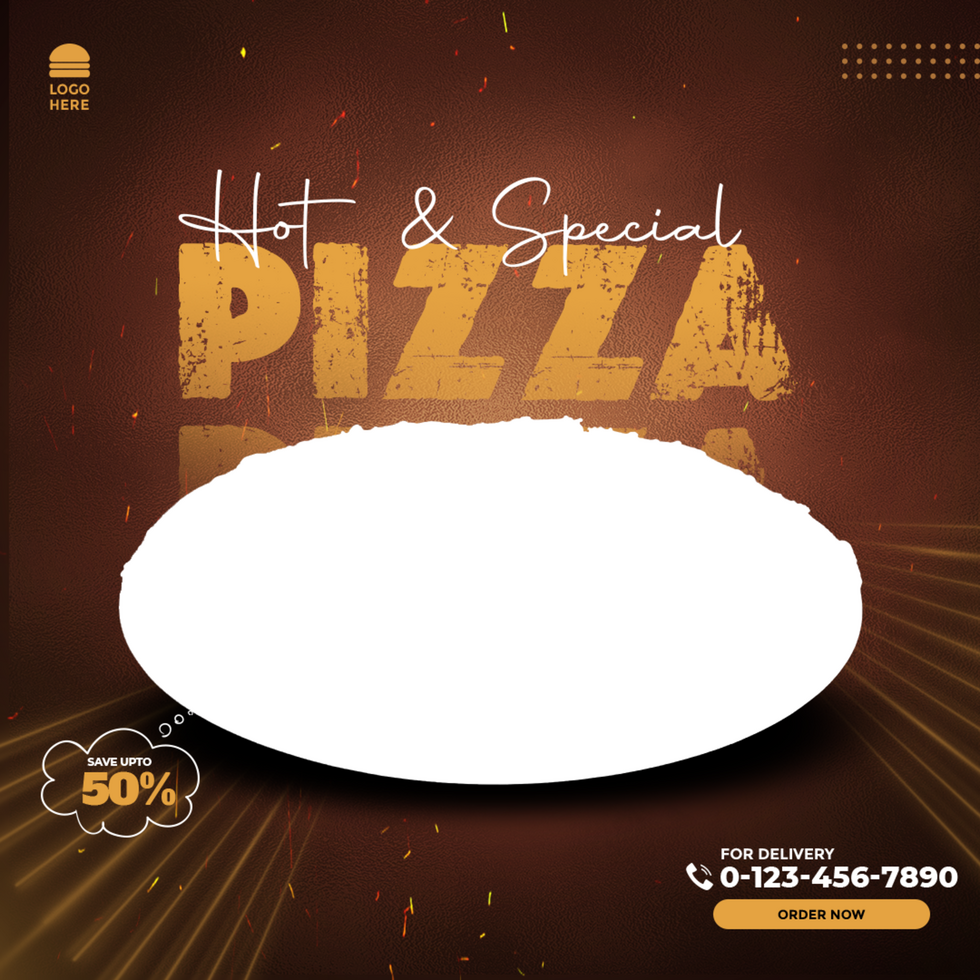 Food Menu Offer in Square Size for Social Media Hot and Special Pizza psd