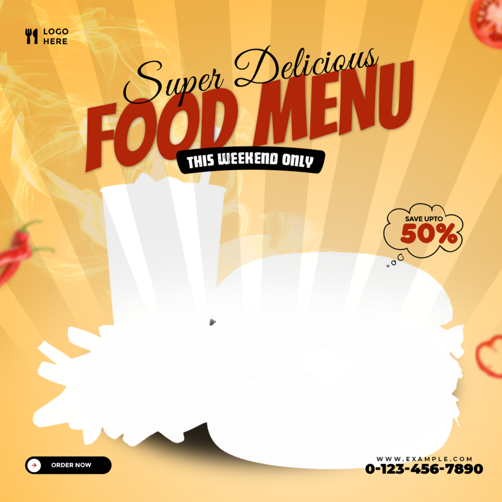 Super Delicious Food Menu Square Social Media Banner Template Design psd