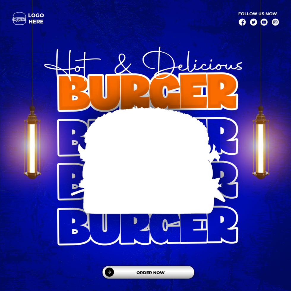 Hot and Delicious Burger Food Menu Banner Design Template psd