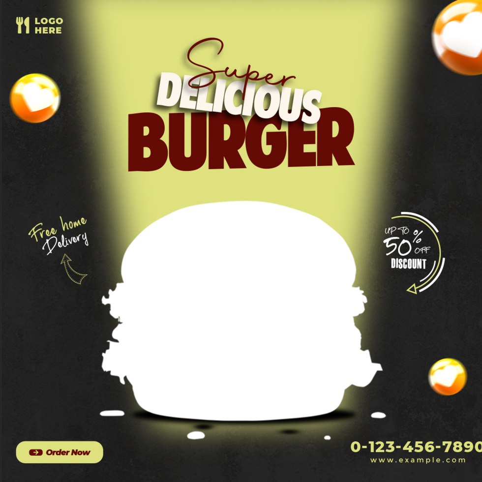 Super Delicious Burger Food Menu Banner Design Template psd