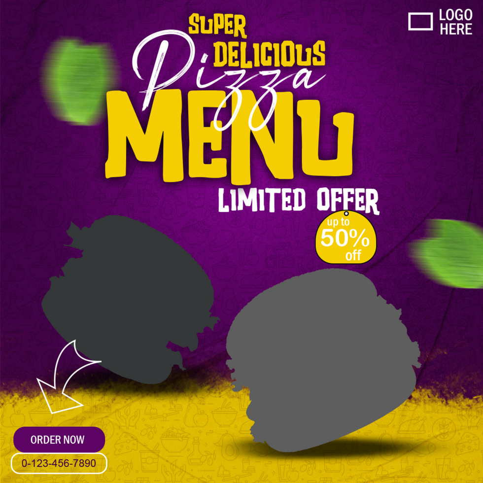 Social Media Square Post for Super Delicious Pizza Menu psd