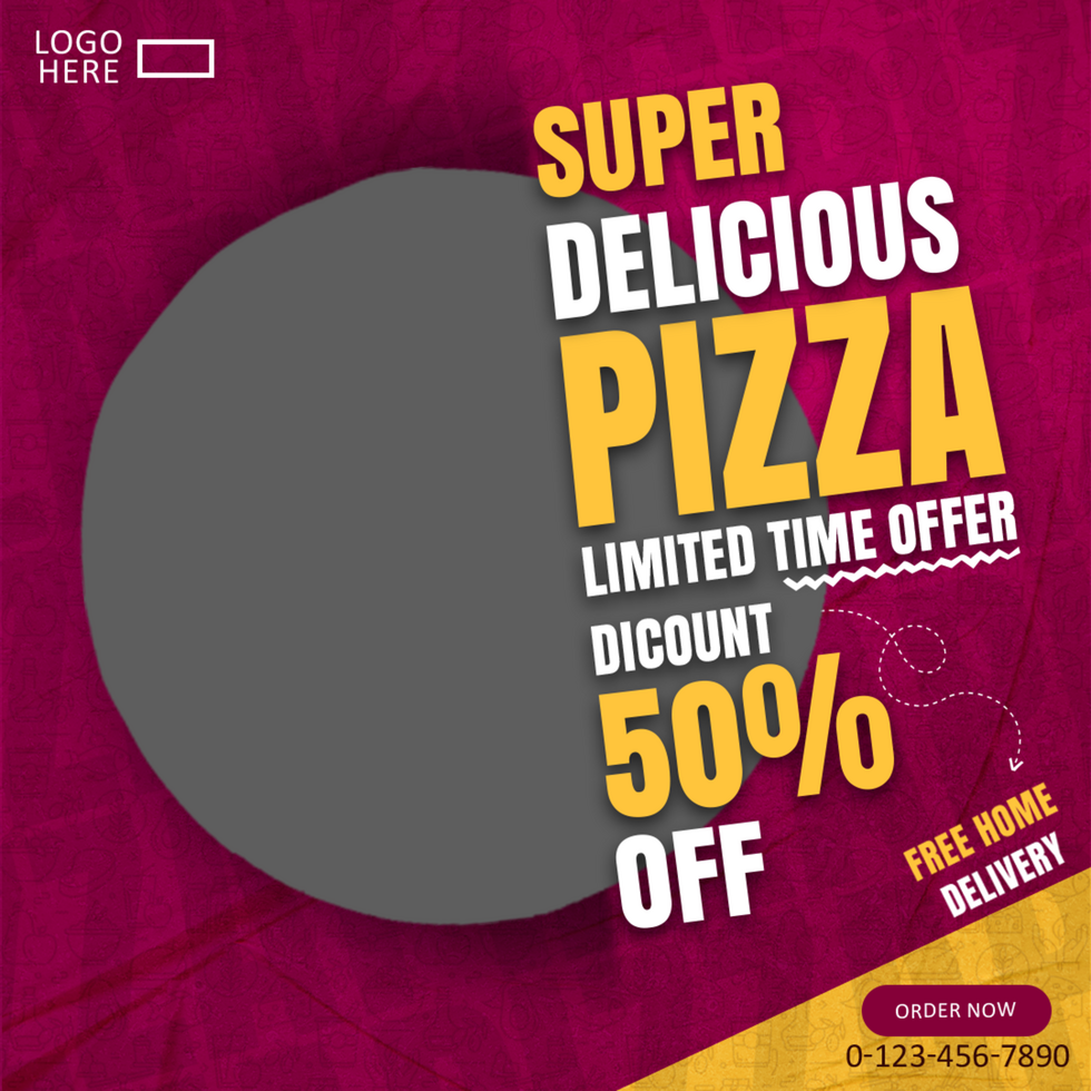 Super Delicious Pizza Social media Banner Ad Design Template psd