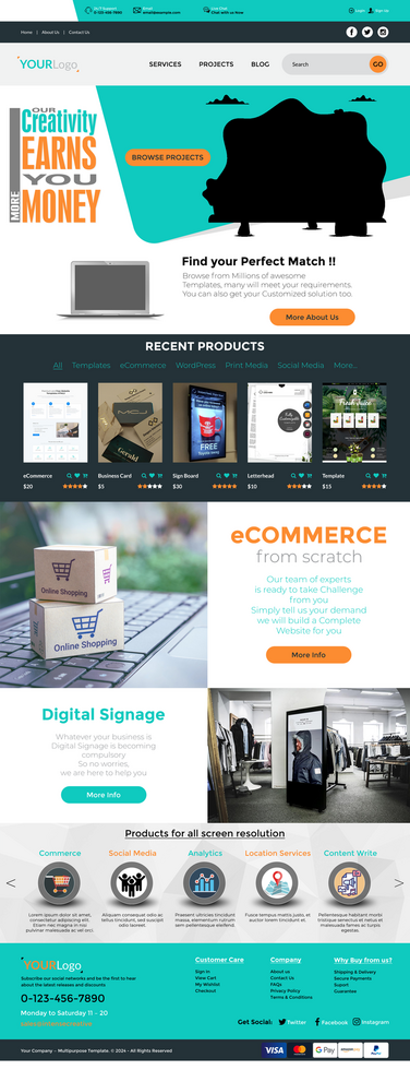 eCommerce Website Template Design in Photoshop psd