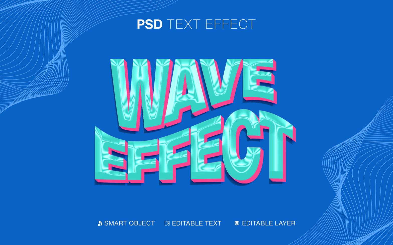 3D Editable Wave Text Effect psd