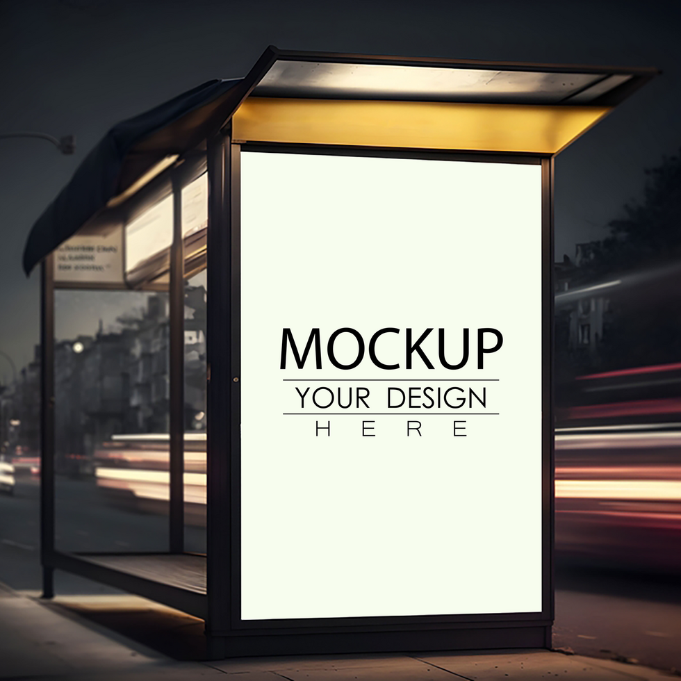 Advertising Billboard on the bus stop psd
