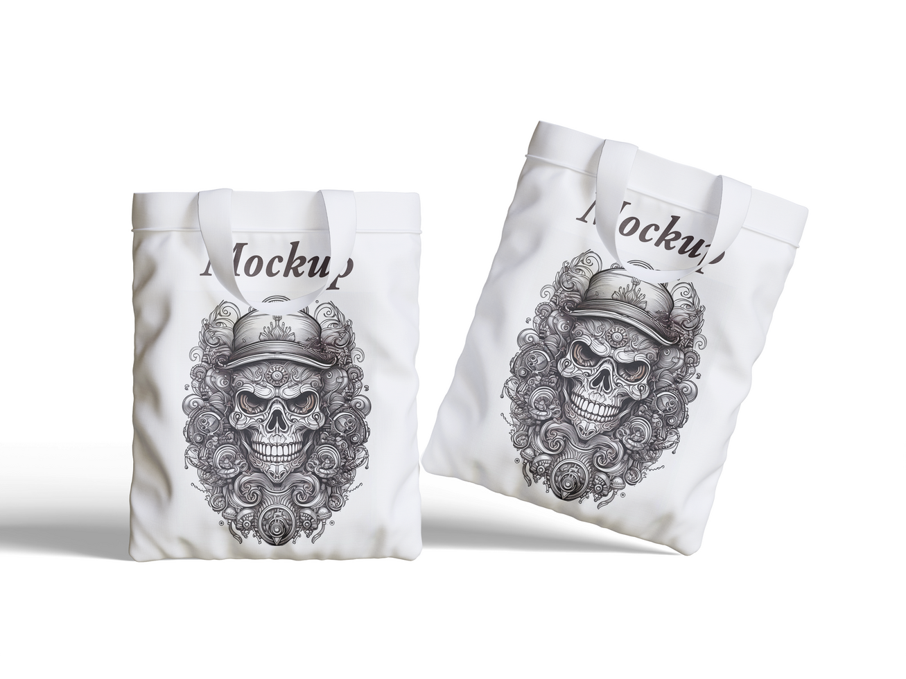 Two tote bag mockup editable for presentation design psd