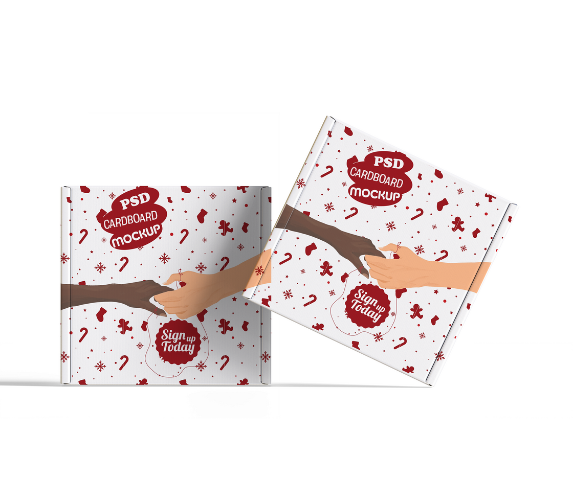 Two stand cardboard box mockup editable psd