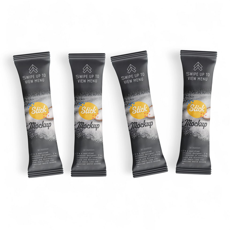 Four lie down stick packaging mockup editable psd