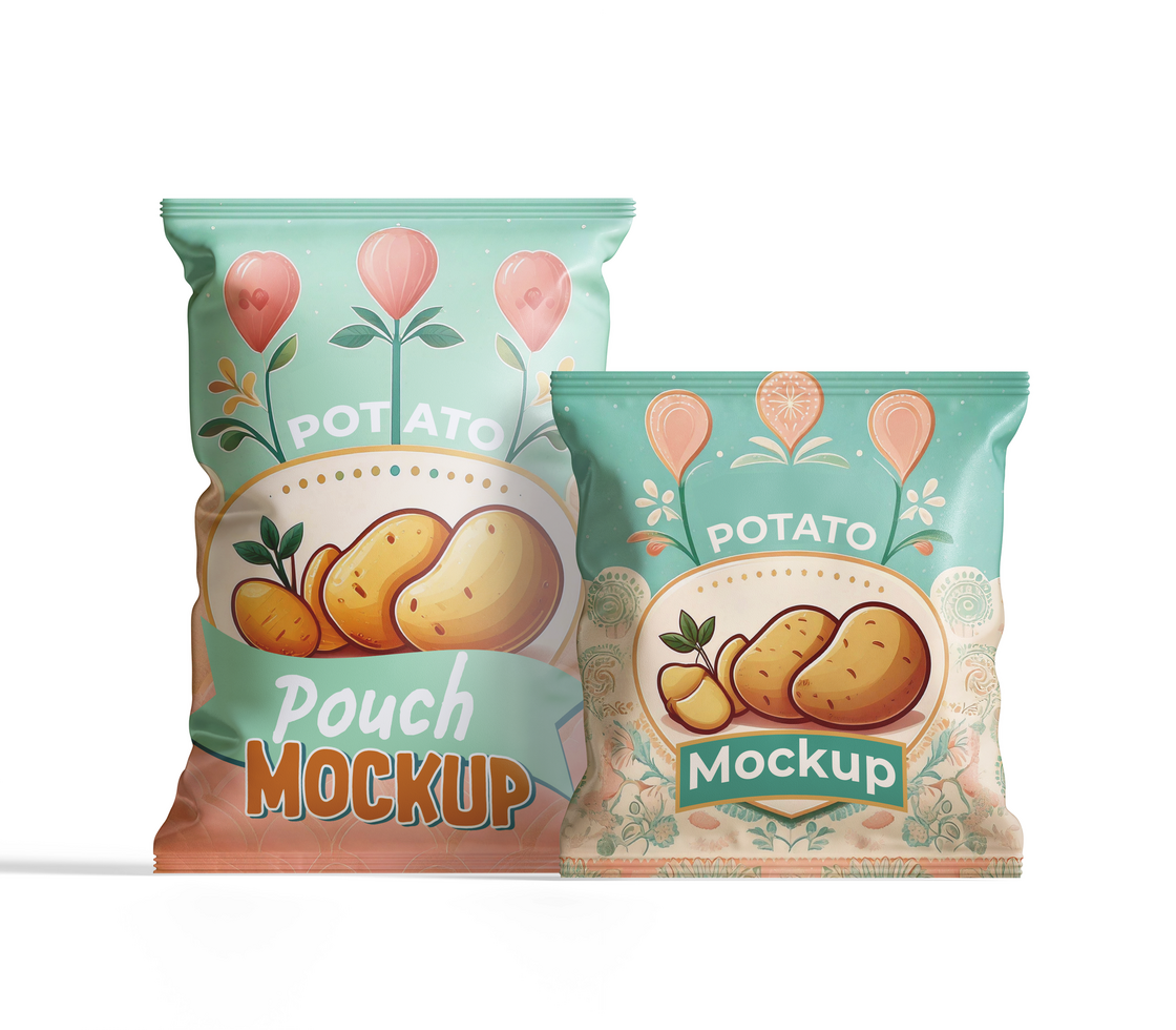 Two stand pouch packaging mockup psd