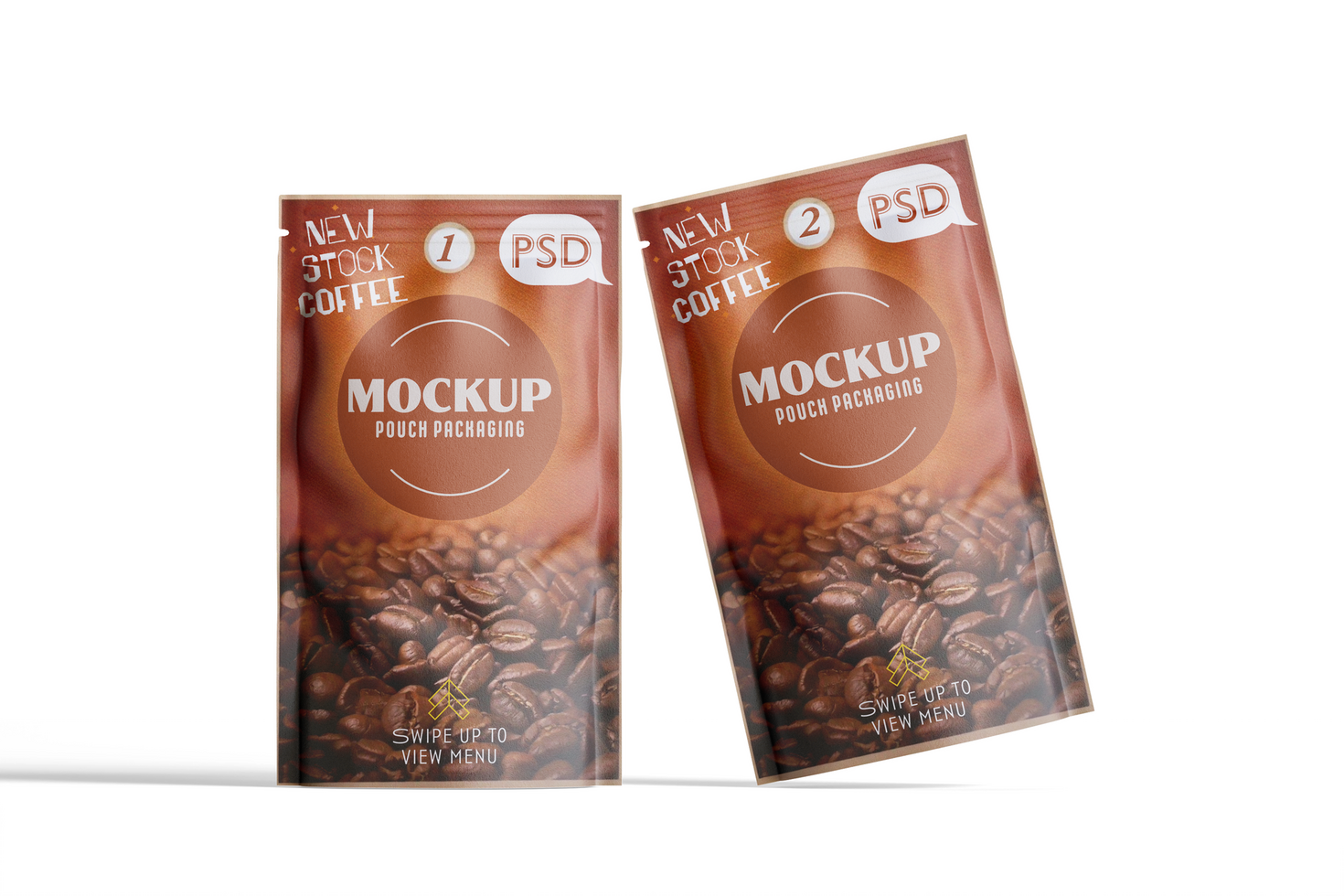 Two stand pouch mockup editable psd