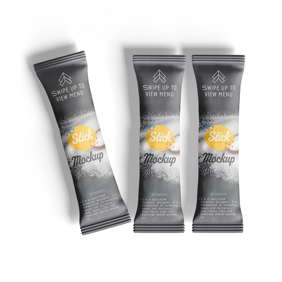Three lie down stick packaging mockup psd