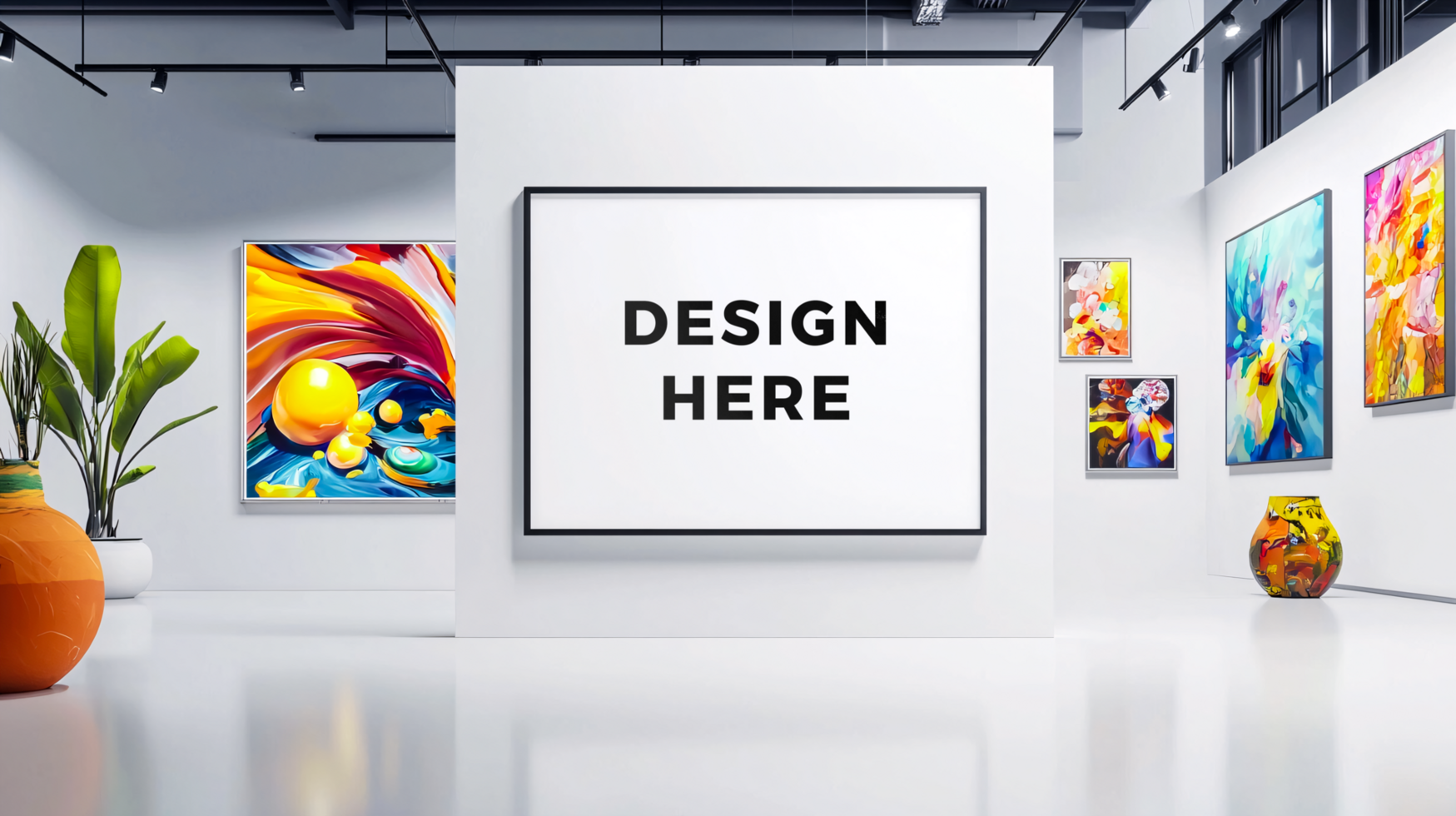 Frame mockup set in exhibition for branding and art placement psd