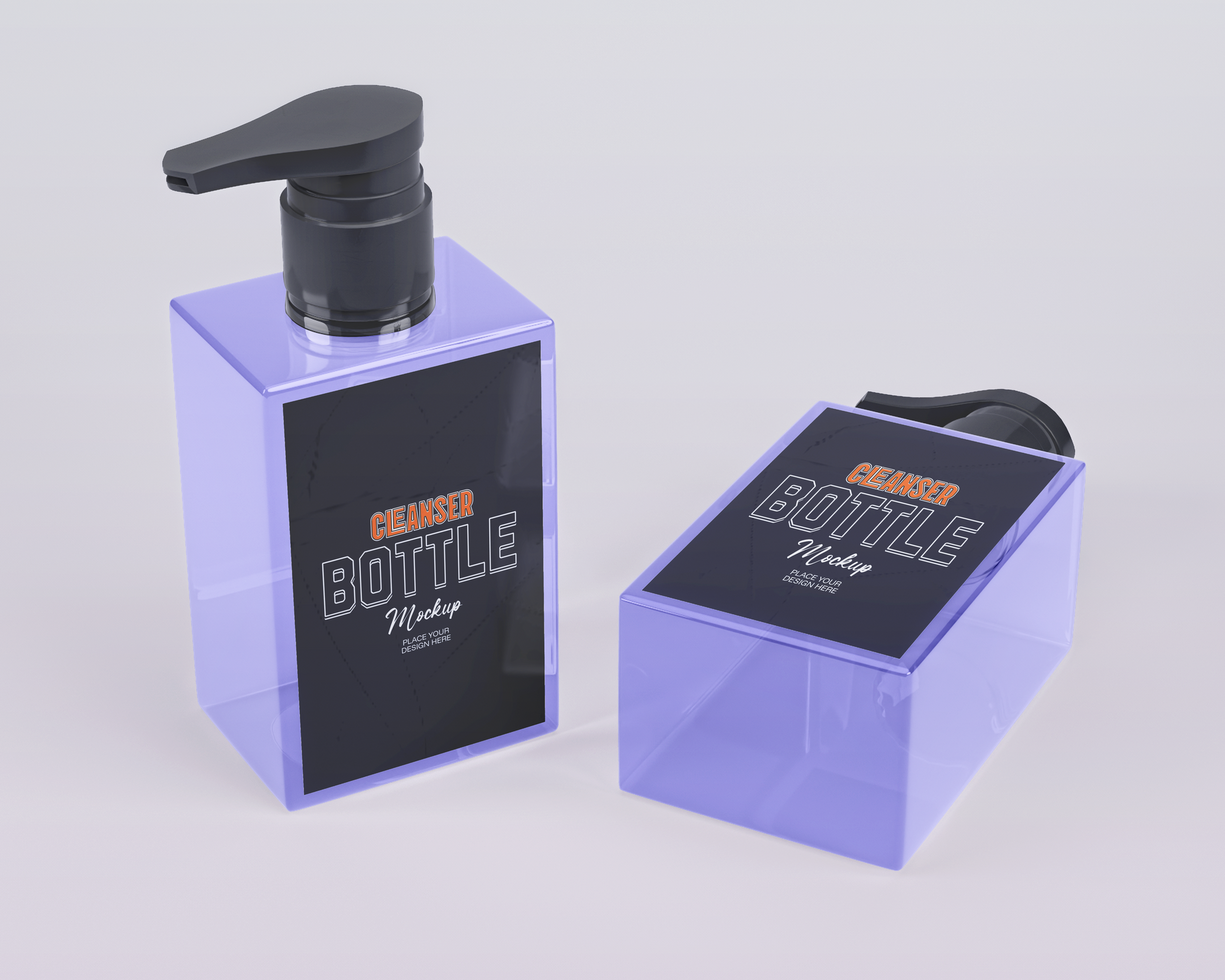 Realistic cleanser bottle mockup psd