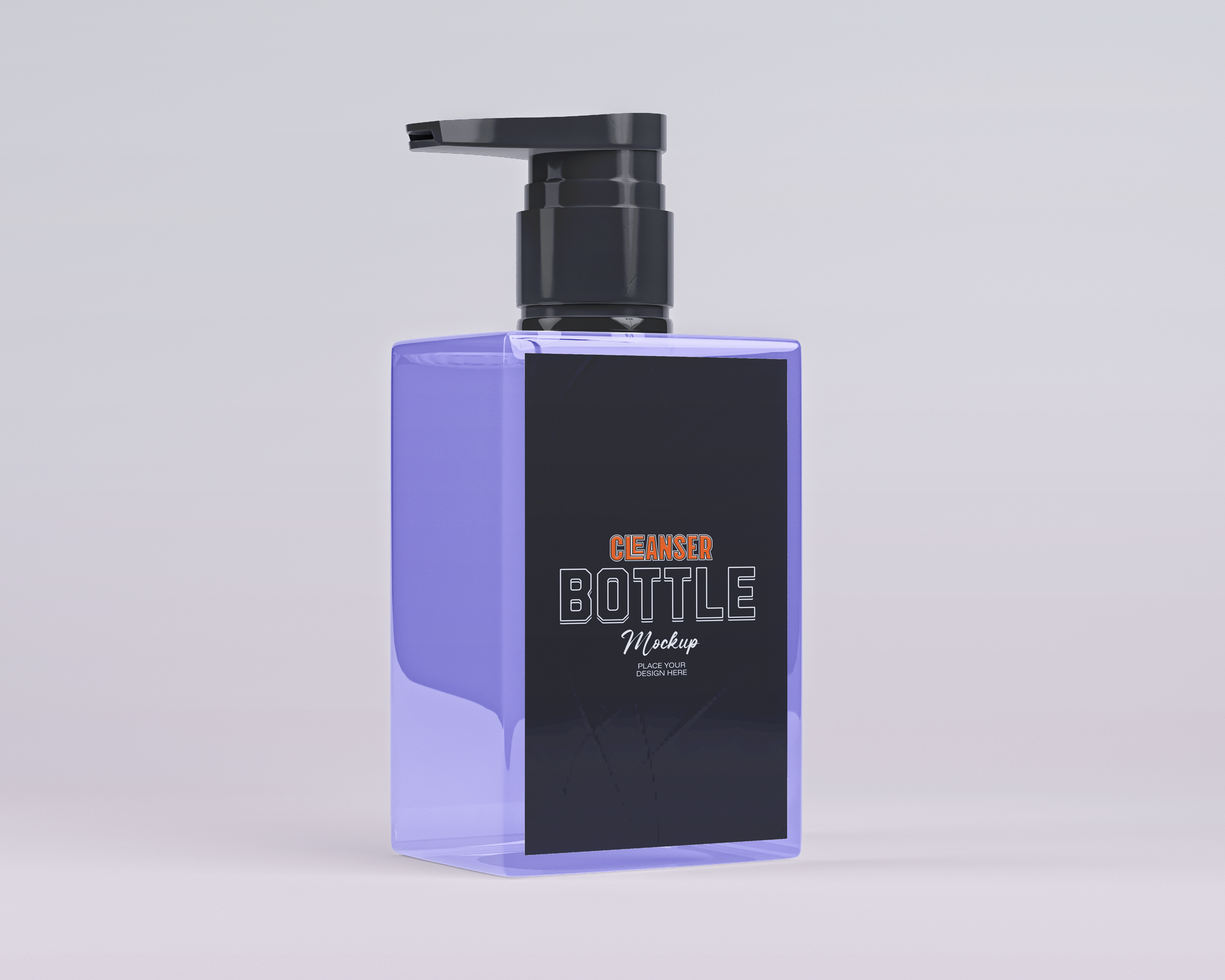 cleanser bottle mockup design template psd