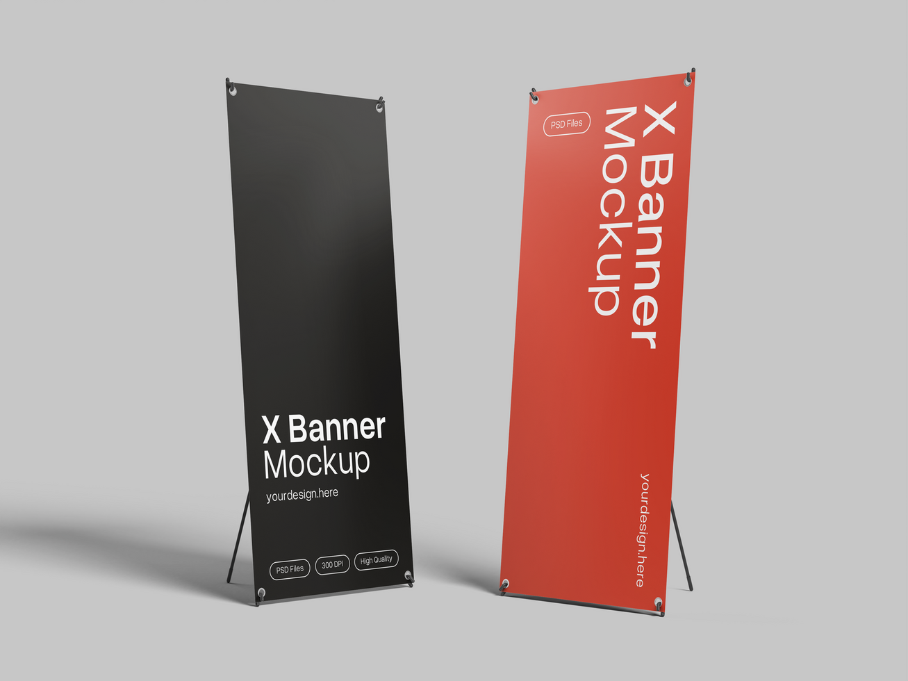Banner X-Stands Two Displays Mockup 3D Render psd