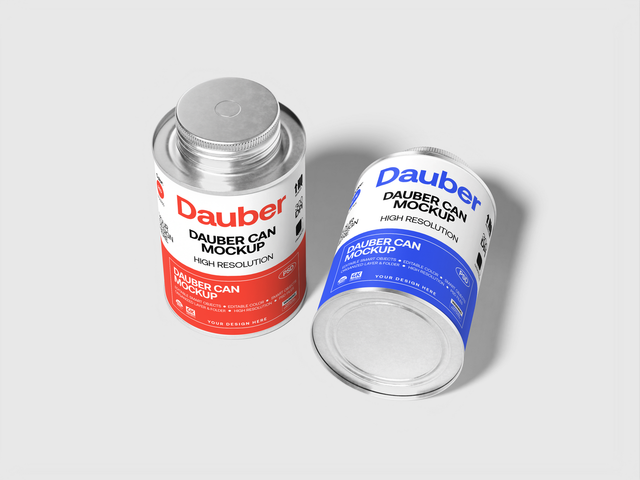 Dauber Tin Can Mockup 3D Render psd