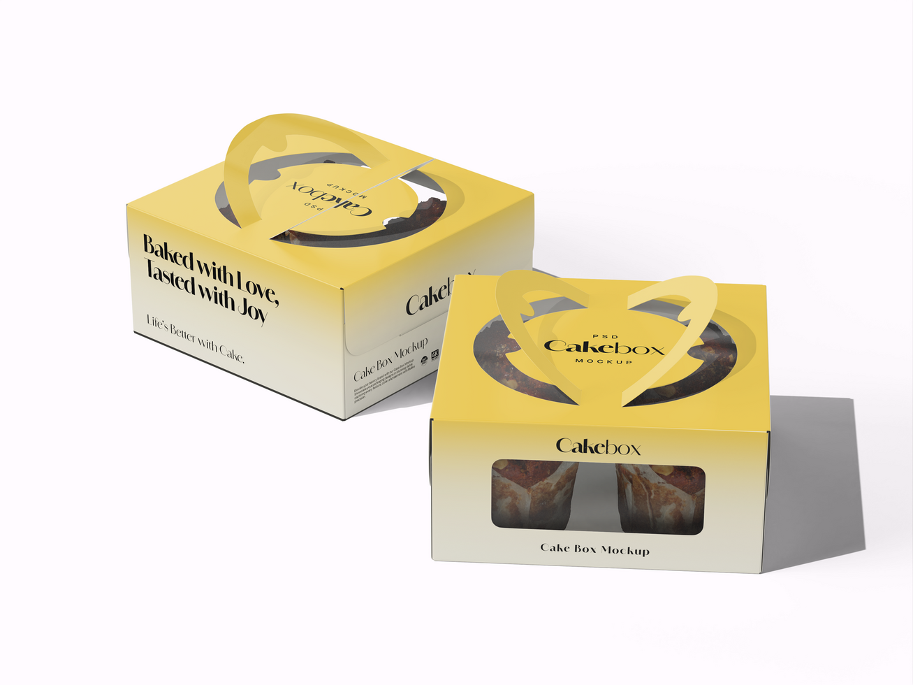 Cake Box with Window Mockup psd